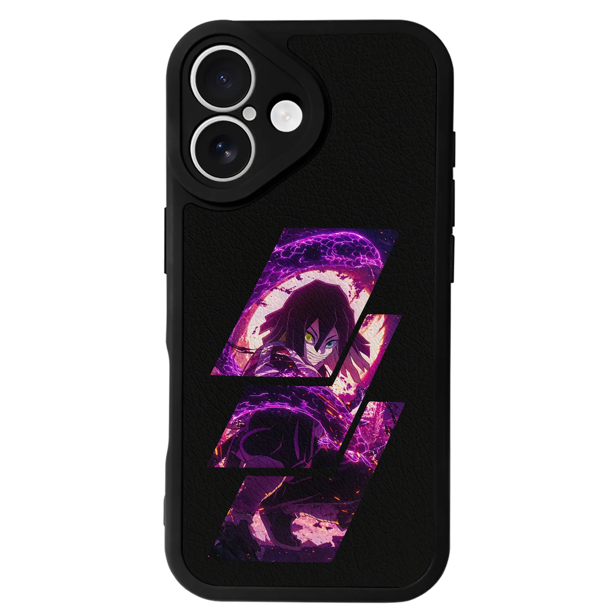 鬼滅の刃 グッズ,伊黒 小芭内 - IPhone 16シリーズ対応 ・ シリコンスマホケース ・ レザー調 ・ 高精度フィット ・ 耐衝撃 ・ ワイヤレス充電対応 ・ 精密カット